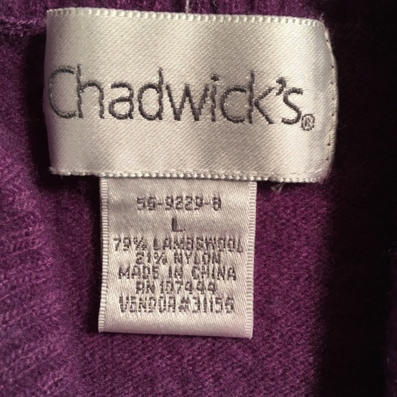 CHADWICK’S Cropped Cutaway “Fuzzy Sweater” Cardigan, Purple, NWOT, Size Large - Picture 3 of 8